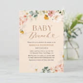 Boho Chic Watercolor Blume Beige Baby Brunch Einladung (Stehend Vorderseite)