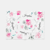 Boho Chic Watercolor Blume wiederholt Name Baby Fleecedecke (Vorderseite (Horizontal))