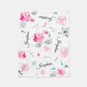 Boho Chic Watercolor Blume wiederholt Name Baby Fleecedecke (Vorderseite)