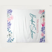 Boho Chic Watercolor Blumenbemalung Custom Brautpa Wandteppich (Vorderseite (Horizontal))