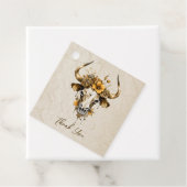 Boho Chic Watercolor Blumenkuh Skull Hochzeit Geschenkanhänger (Beispiel)