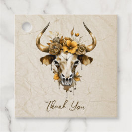 Boho Chic Watercolor Blumenkuh Skull Hochzeit Geschenkanhänger