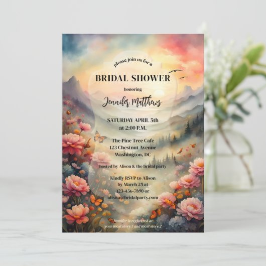 Boho Chic Watercolor Brautparty Einladung (Stehend Vorderseite)