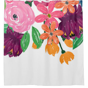 boho chic watercolor Burgund rosa Blume Duschvorhang