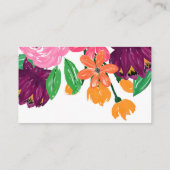 Boho Chic Watercolor Burgundy Pink Blume Visitenkarte (Rückseite)