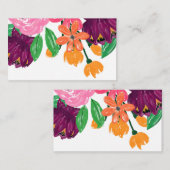 Boho Chic Watercolor Burgundy Pink Blume Visitenkarte (Vorne/Hinten)
