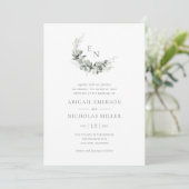 Boho Chic Watercolor Eucalyptus Wedding Einladung (Stehend Vorderseite)