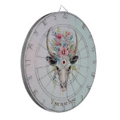 Boho Chic Watercolor Floral Cow Skull Dartscheibe (Vorderseite Links)