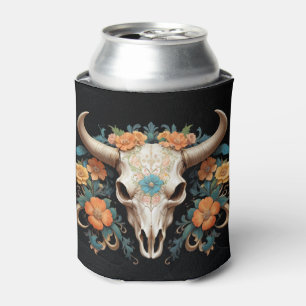 Boho Chic Watercolor Floral Cow Skull Dosenkühler