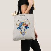 Boho Chic Watercolor Floral Cow Skull Tasche (Von Nahem)