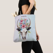 Boho Chic Watercolor Floral Cow Skull Tasche (Von Nahem)