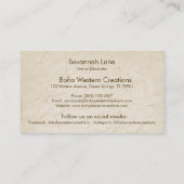 Boho Chic Watercolor Floral Cow Skull Visitenkarte (Rückseite)