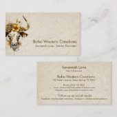 Boho Chic Watercolor Floral Cow Skull Visitenkarte (Vorne/Hinten)
