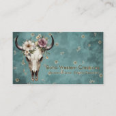 Boho Chic Watercolor Floral Cow Skull Visitenkarte (Vorderseite)