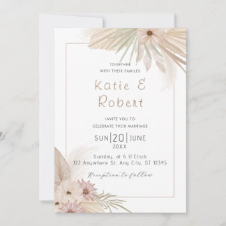 Boho Chic Watercolor Floral Wedding Einladung