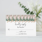 Boho Chic Watercolor Floral Wedding RSVP Karte (Stehend Vorderseite)
