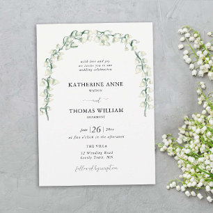 Boho Chic Watercolor Lily of Valley Wedding Arch Einladung