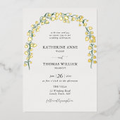 Boho Chic Watercolor Lily Valley Wedding Arch Gold Folieneinladung (Vorderseite)