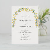 Boho Chic Watercolor Lily Valley Wedding Arch Gold Folieneinladung (Stehend vorne)
