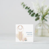 Boho Chic Watercolor Macrame Wall Hanging Quadratische Visitenkarte (Stehend Vorderseite)