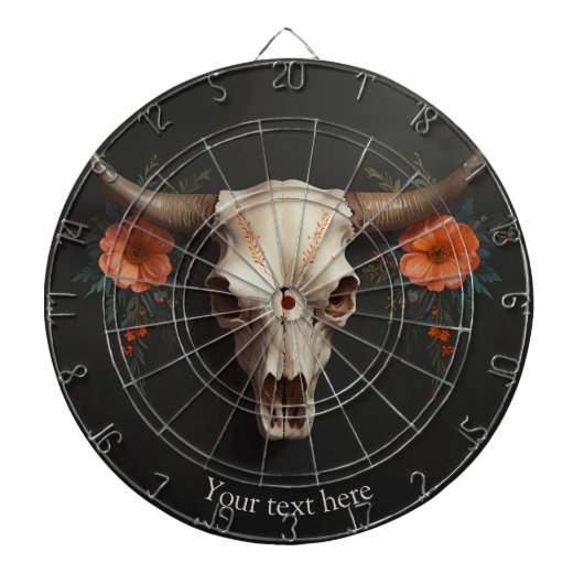 Boho Chic Watercolor Minimalistische Blütenkuh Sku Dartscheibe (vorne)