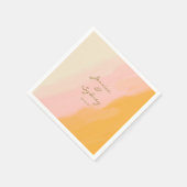 Boho Chic Watercolor Pink und Gelb Name Hochzeit Serviette (Ecke)