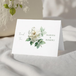 Boho Chic Watercolor Rose Wedding Thank You Card Dankeskarte