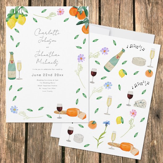 Boho Chic Watercolor Rustikale Sommerhochzeit Einladung