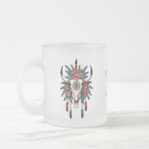 Boho Chic Watercolor Tribal Floral Cow Skull Mattglastasse