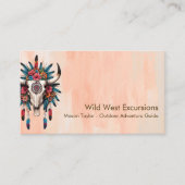 Boho Chic Watercolor Tribal Floral Cow Skull Visitenkarte (Vorderseite)