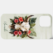 Boho Chic Watercolor Tropischer Kuhschädel Case-Mate iPhone Hülle (Rückseite (Horizontal))