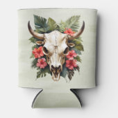 Boho Chic Watercolor Tropischer Kuhschädel Dosenkühler (Vorderseite)