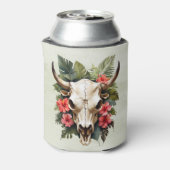 Boho Chic Watercolor Tropischer Kuhschädel Dosenkühler (Kanne Rückseite)