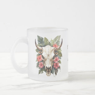 Boho Chic Watercolor Tropischer Kuhschädel Mattglastasse