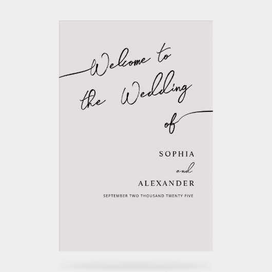 Boho Chic Wedding Acrylic Sign Willkommen. Acrylschild (Vorderseite)