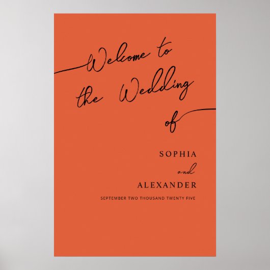 Boho Chic Wedding Acrylic Sign Willkommen. Poster (Vorne)