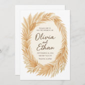 Boho Chic Wedding Einladung - Pampas Grass & Palm (Vorne/Hinten)