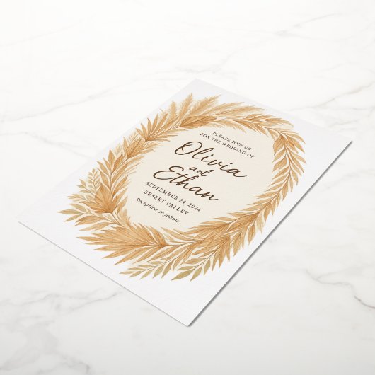 Boho Chic Wedding Einladung - Pampas Grass & Palm (Gedreht)
