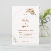 Boho Chic Wedding Invitation Pampas Grass Einladung (Stehend Vorderseite)