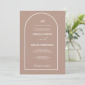 Boho Chic Wedding Modern Arch Minimalistische Hoch Einladung (Stehend Vorderseite)