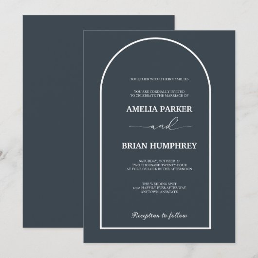 Boho Chic Wedding Modern Arch Minimalistische Hoch Einladung (Vorne/Hinten)