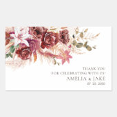 Boho Chic Wedding Sticker – Burgundy Blush Floral  (Vorderseite)