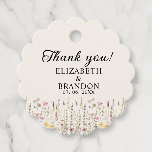 Boho Chic Wedding with Beige Flowers Geschenkanhänger (Vorderseite)