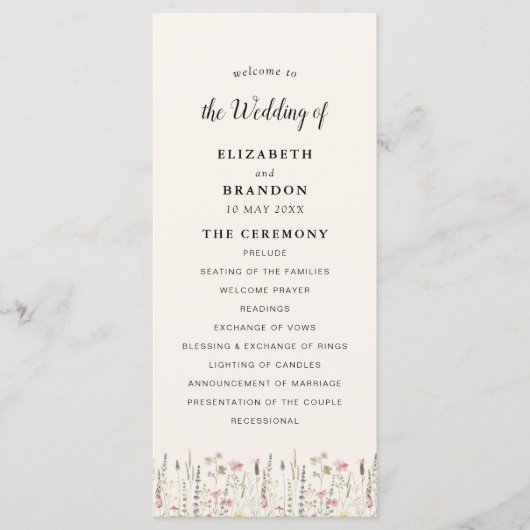 Boho Chic Wedding with Beige Flowers Programm (Vorderseite)