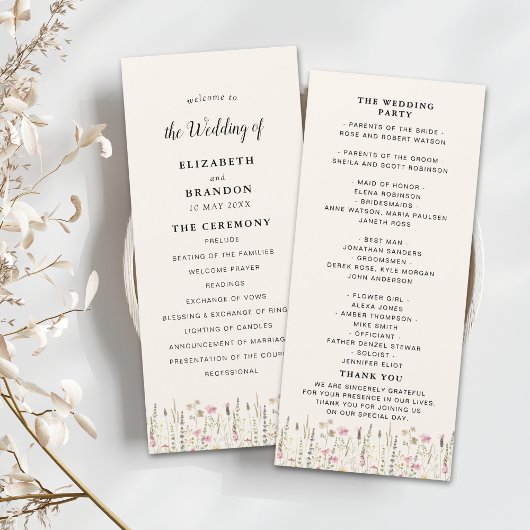 Boho Chic Wedding with Beige Flowers Programm