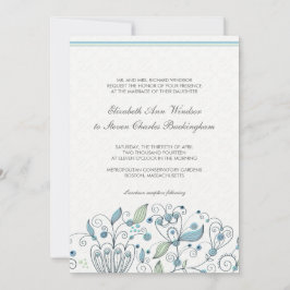 BOHO Chic Whimsical Garden Wedding Blue Einladung
