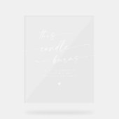 Boho Chic White Clear diese Kerze Burns Memorial Acrylschild (Vorderseite)