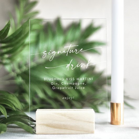 Boho Chic White Clear Wedding Signature Drink Acrylschild