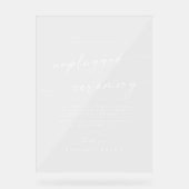 Boho Chic White Clear Wedding Unplugged Zeremonie Acrylschild (Vorderseite)