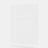 Boho Chic White Clear Wedding Unplugged Zeremonie Acrylschild (Winkel)